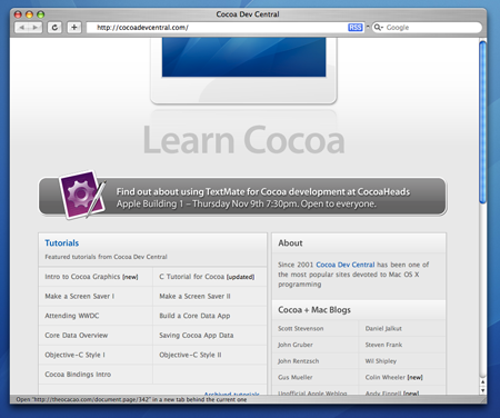 Cocoa Dev Central TextMate Talk