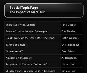 MacHeist Topic Page on Cocoa Blogs