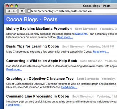 Cocoa Blogs RSS Feed