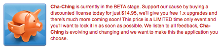 Cha-Ching Beta Message